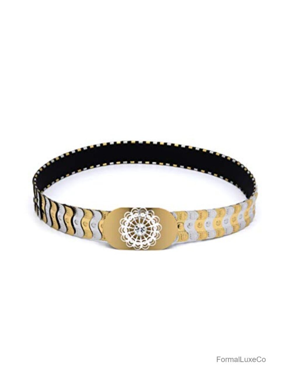 Stretch Waist Metal Belt Mermaid Scale Pattern